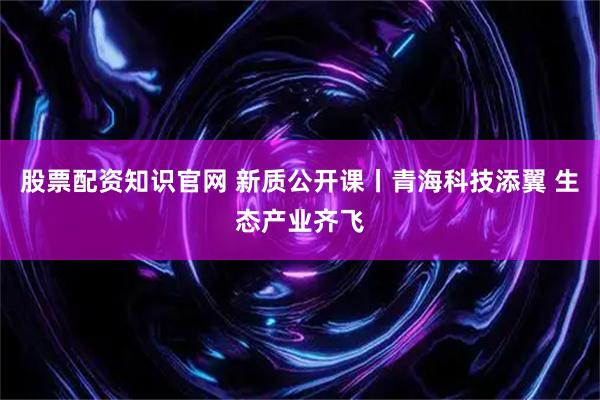股票配资知识官网 新质公开课丨青海科技添翼 生态产业齐飞